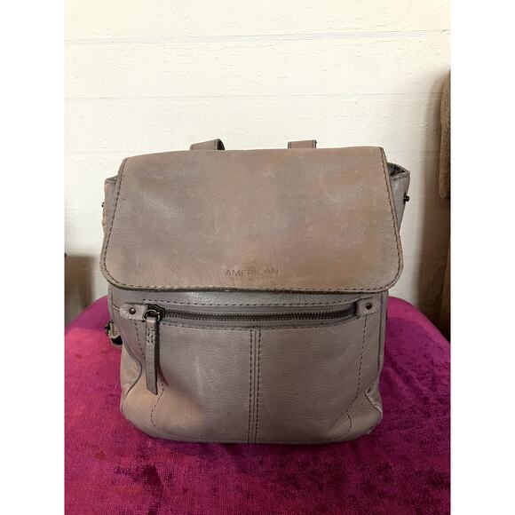 AMERICAN LEATHER CO. Liberty Backpack Gray/Taupe Purse Bag TRAVEL MINIMALIST - Picture 2 of 9